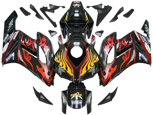 Fairings For Honda CBR 1000 RR Black & Red Flame Shark  (2004-2005)