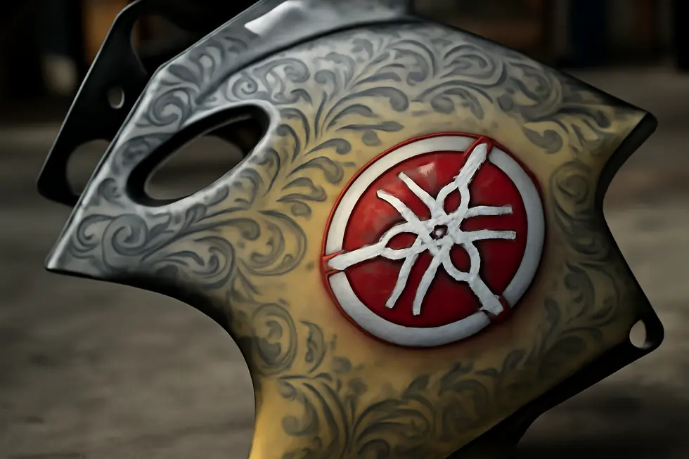 A workshop scene highlighting the preparation stage of motorcycle fairings painting, emphasizing hands-on customization opportunities for businesses.