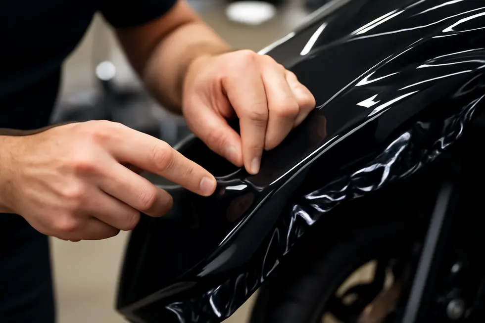 Removing and thoroughly cleaning the motorcycle fairing before wrapping ensures optimal adhesion and a professional finish.