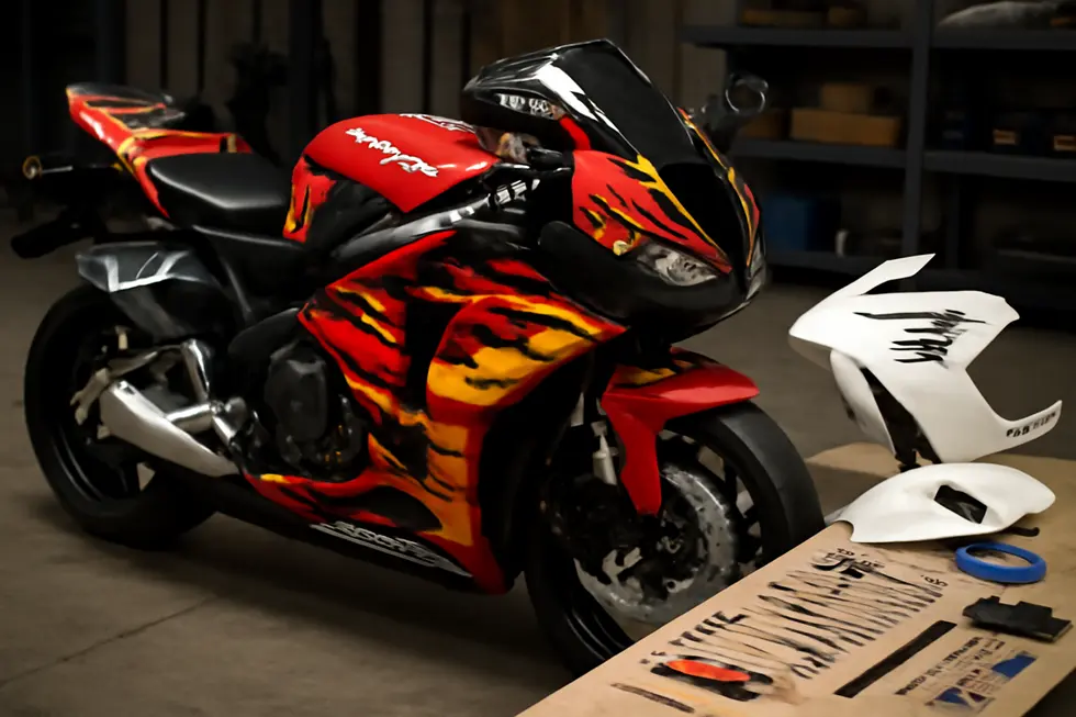 Honda CBR sportbike highlighting OEM and custom fairing kits made from precision injection-molded ABS plastic.