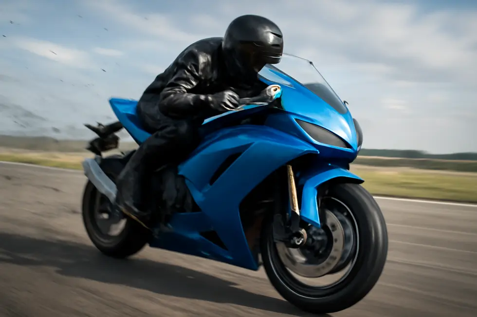 Close-up of a durable ABS plastic motorcycle fairing showcasing material quality and toughness.