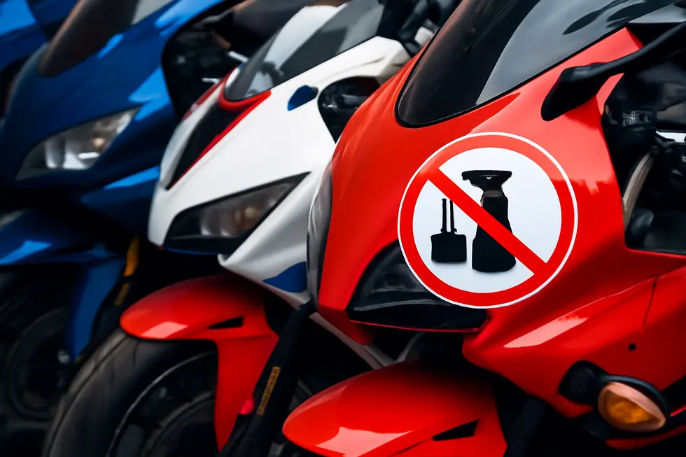 A visual reminder of the risks associated with using Windex on motorcycle fairings.