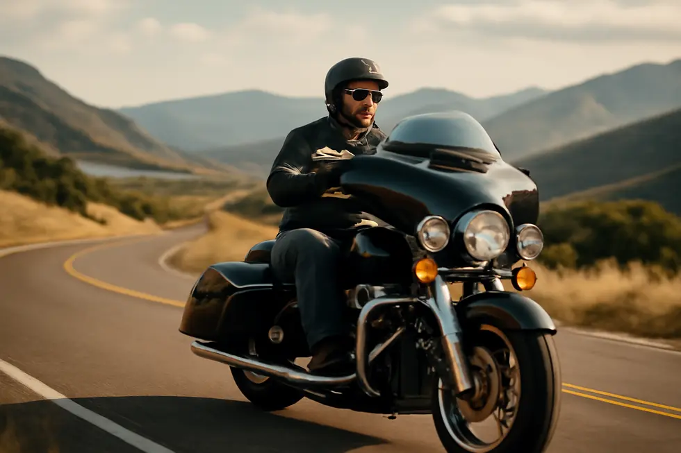 Aerodynamic touring fairing enhances motorcycle efficiency on the road.
