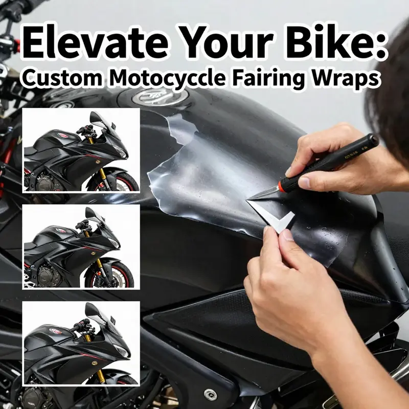 A variety of automotive-grade vinyl wraps available for customizing motorcycle fairings.