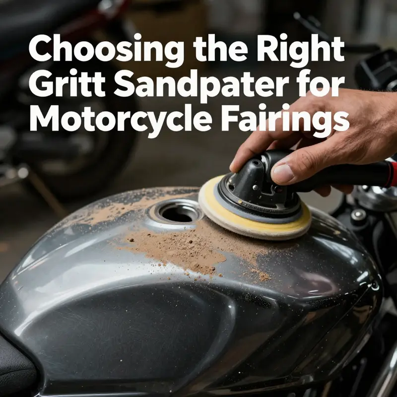 The essential grit range of 400 to 600 sandpaper for preparing motorcycle fairings.