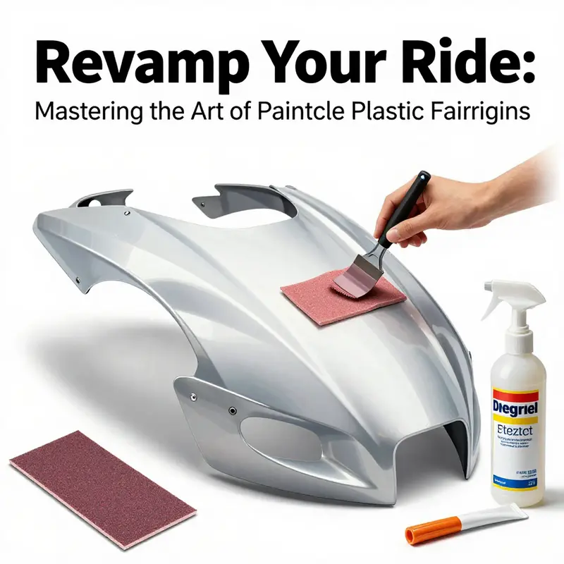 Preparation stage for painting motorcycle fairings, showcasing necessary tools and techniques.