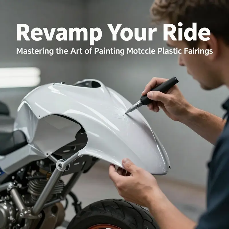 Preparation stage for painting motorcycle fairings, showcasing necessary tools and techniques.