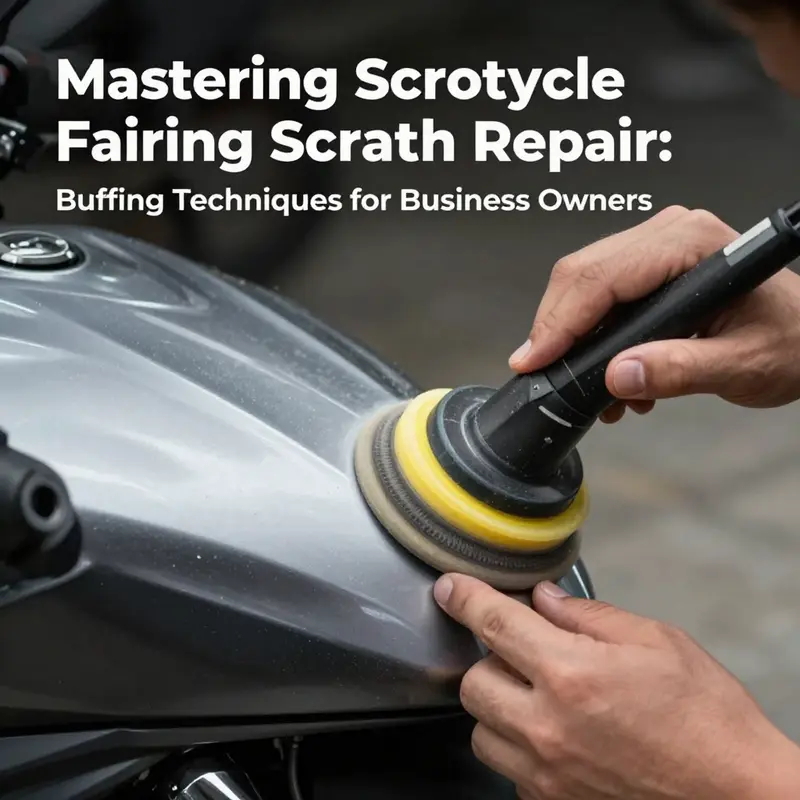Different types of scratches on a motorcycle fairing, from surface to deep scratches.