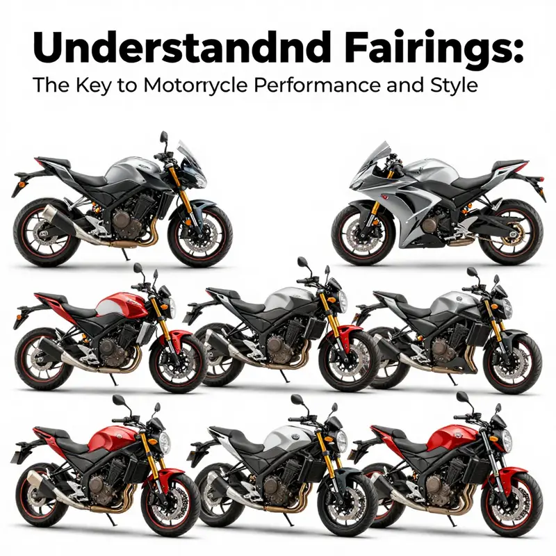 Comparative visual representation of full, half, and custom motorcycle fairings.