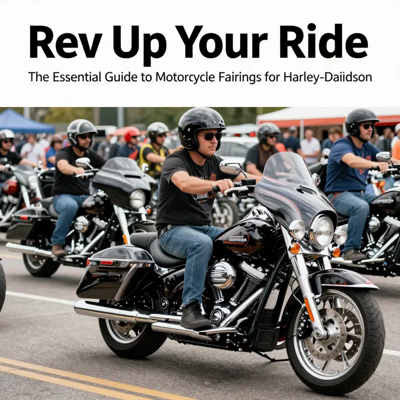 Different types of motorcycle fairings for Harley-Davidson, including sporty and touring styles.