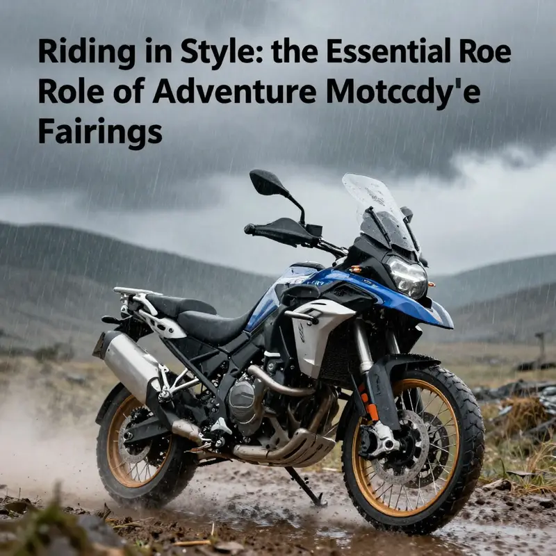 Adventure motorcycle providing superior protection with its aerodynamic fairing in adverse weather conditions.