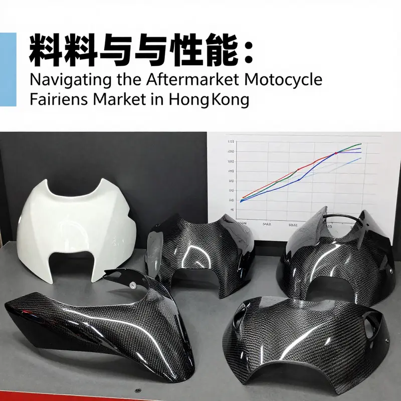 Vibrant marketplace in Hong Kong specializing in motorcycle fairings.