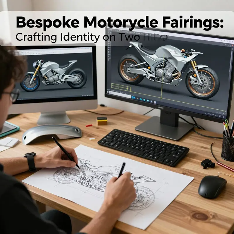 A detailed design process showcasing the intricacies of bespoke motorcycle fairings.