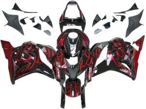 Fairings For Honda CBR 600 RR Black & Red Flame  (2009-2012)