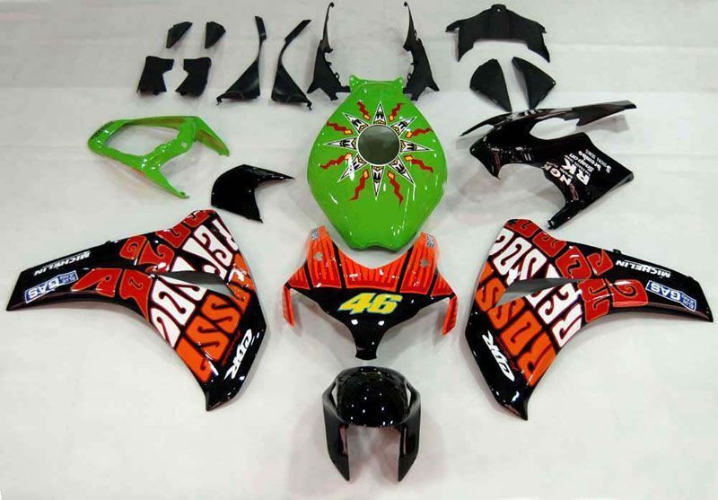 Fairings For Honda CBR1000 RR Black Green Valentino Rossi (2008-2011)
