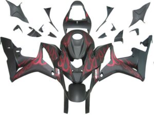 Fairings For Honda CBR 600 RR Matte Black & Red Flame CBR  (2007-2008)