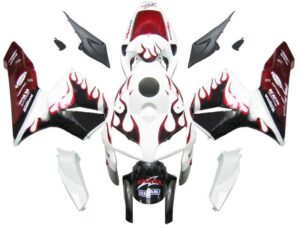 Fairings For Honda CBR 600 RR White Black&Red Flame (2005-2006)