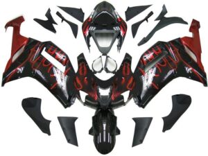 Fairings For Kawasaki ZX6R ZX636 Black & Red Flame Ninja ZX6R  (2007-2008)