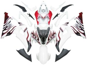 2008-2012 Fairings For Yamaha YZF-R6 White & Red Flame R6 