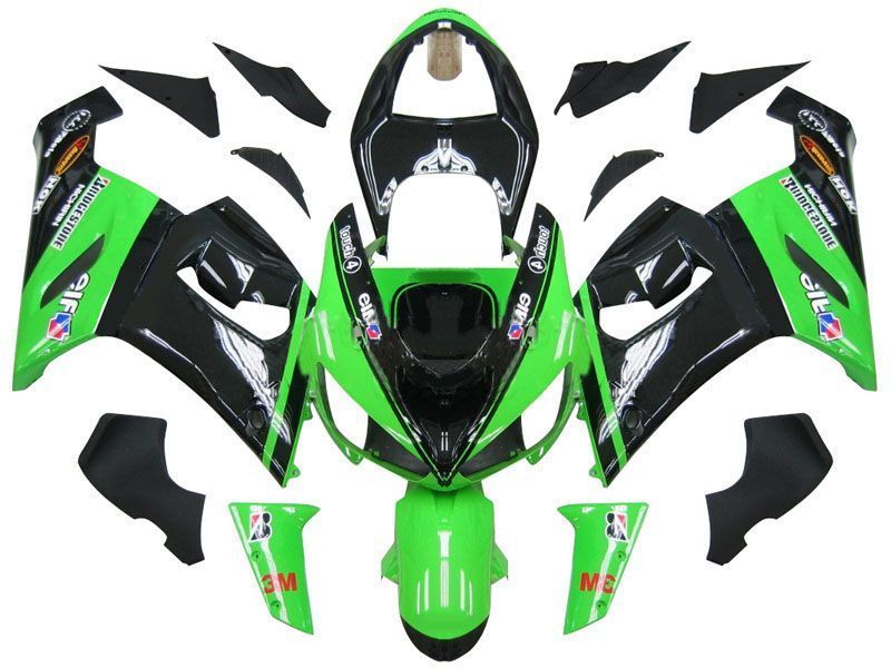 Fairings For Kawasaki ZX6R 636 Green Black Kawasaki (2005-2006)
