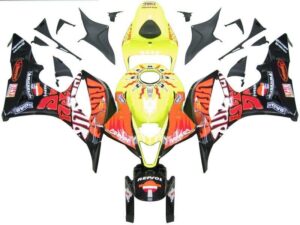 Fairings For Honda CBR 600 RR Yellow Black Valentino Rossi  (2007-2008)