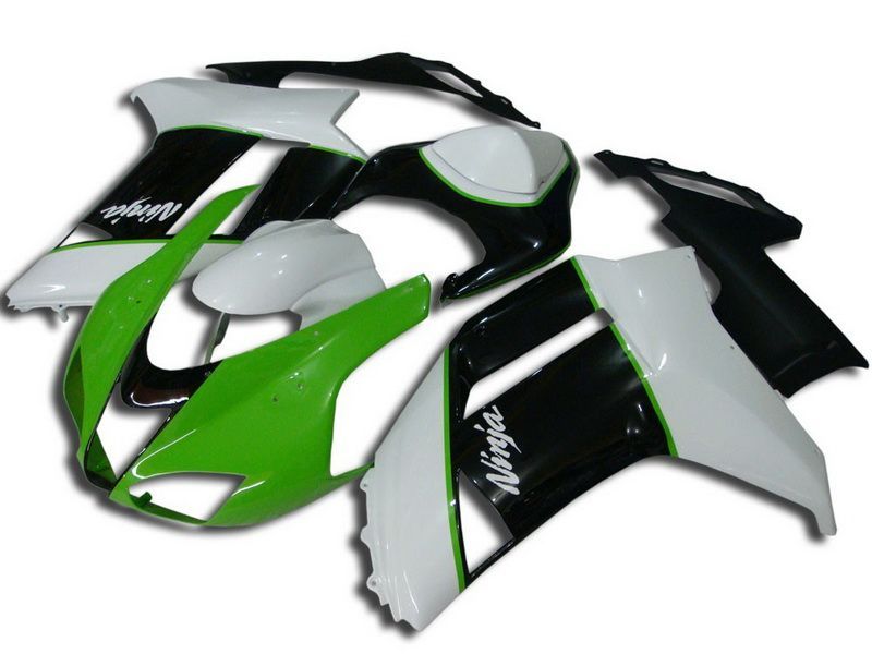 Fairings For Kawasaki ZX-6R, 2007-2008 – Green, Black & White