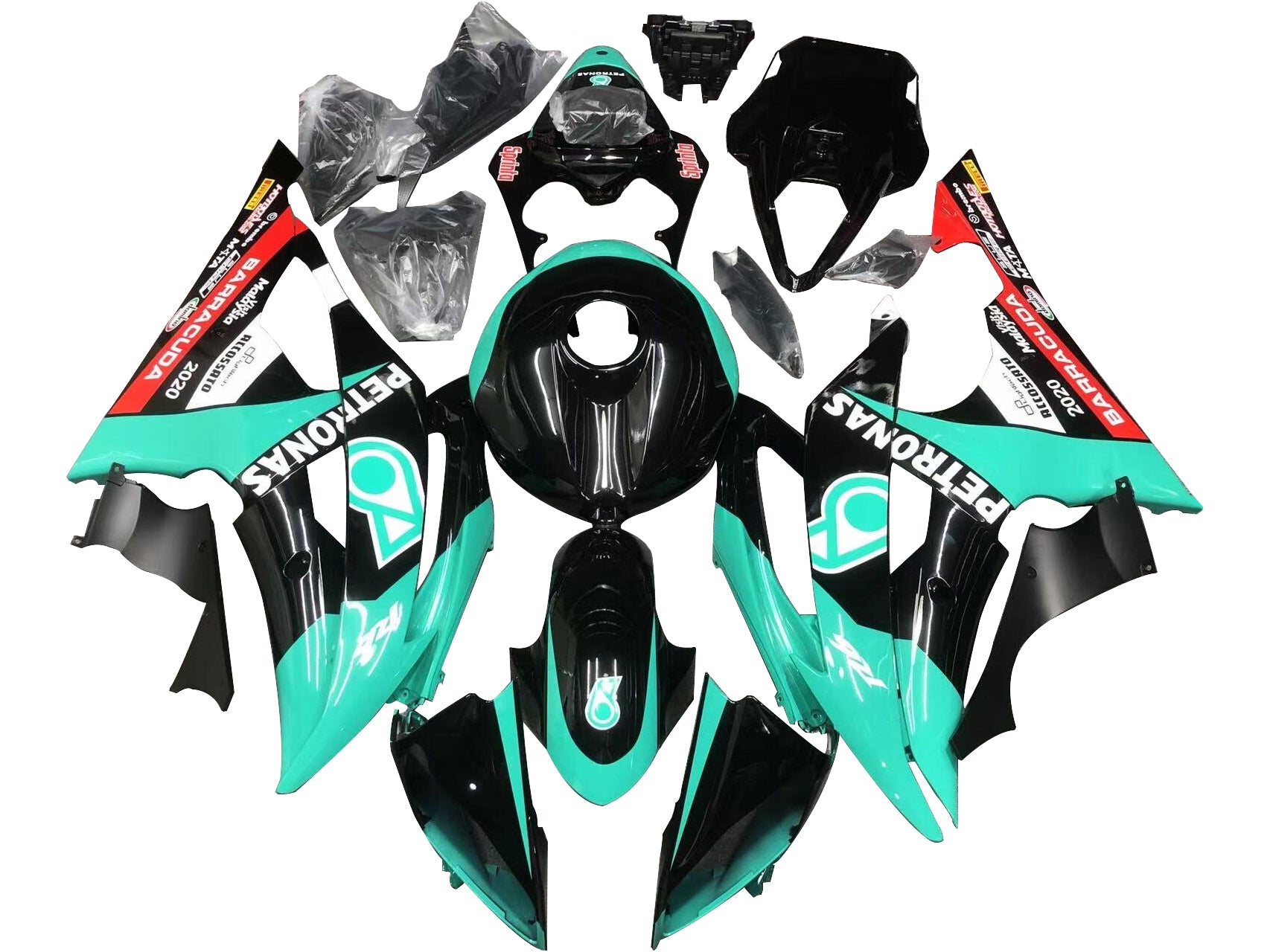 Kappen voor Yamaha YZF-R6 2008-2016 Zwart Lichtblauw