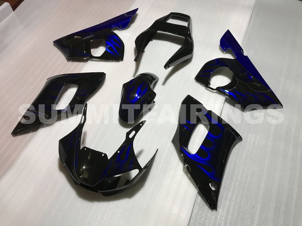 Cubiertas para Yamaha YZF-R6 Negro y Llama Azul R6 (1998-2002)