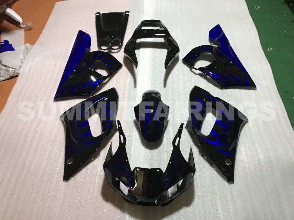 Cubiertas para Yamaha YZF-R6 Negro y Llama Azul R6 (1998-2002)