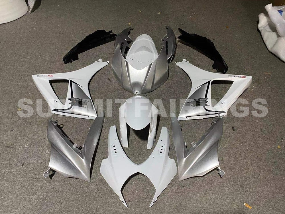 غطاءات لسوزوكي GSXR1000 K7 (2007-2008) فضي وأبيض