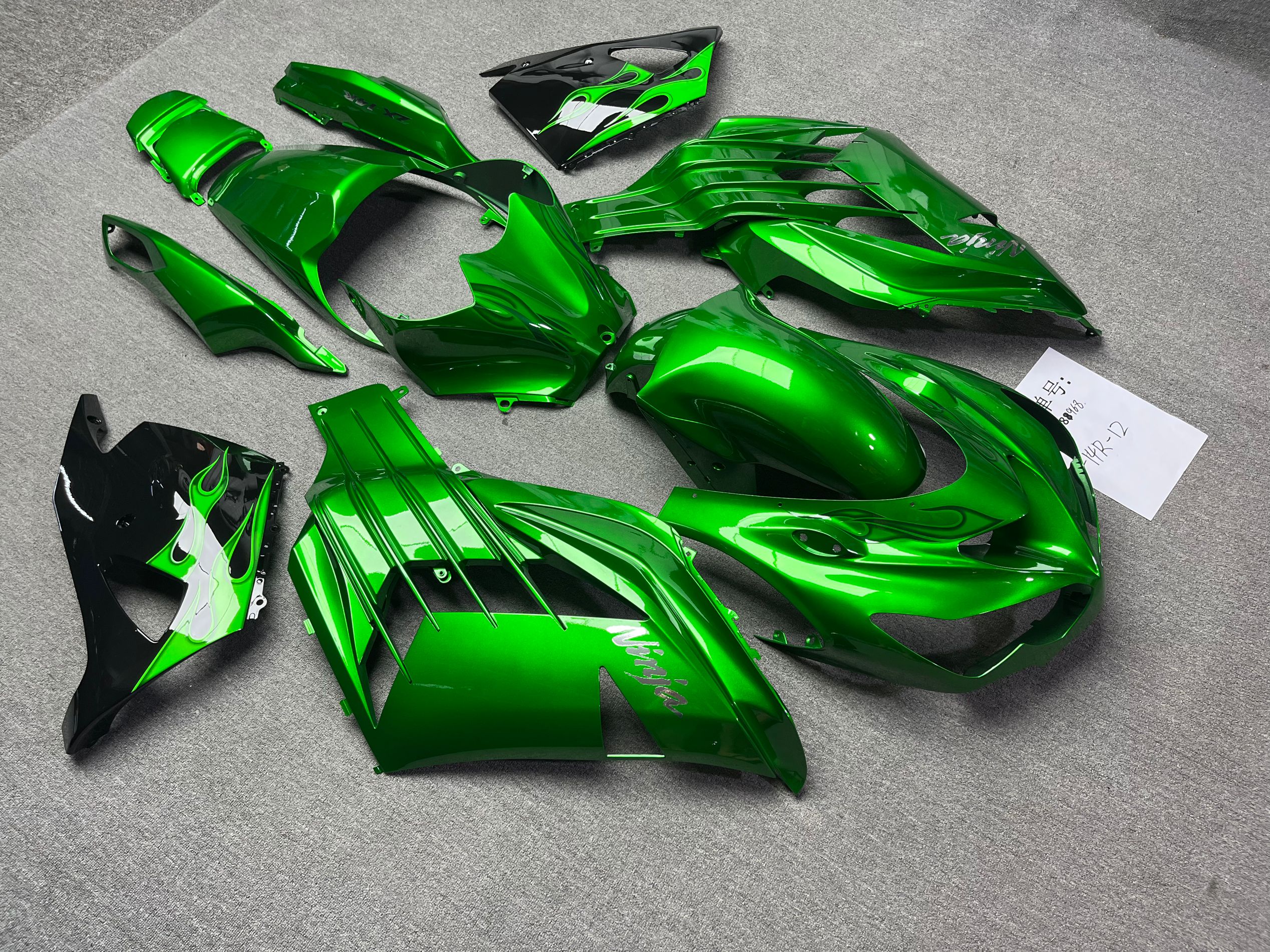 Fairings For Plastics Kawasaki ZX14R Ninja Green Flame (2012-2021