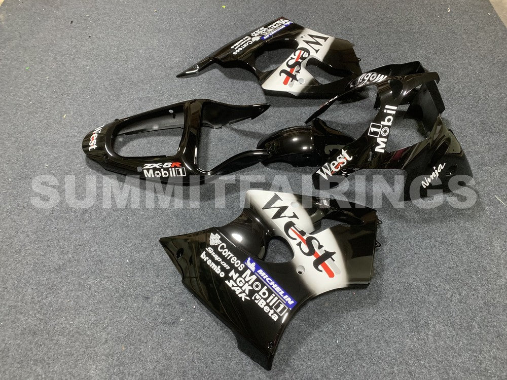 Verkleidungen für Kunststoffe Kawasaki ZX6R 636 Schwarz West (2000-2002)