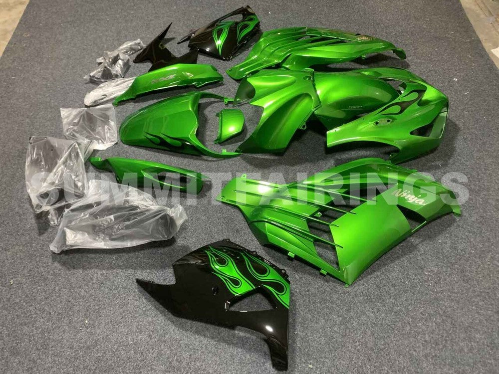 カービングセット✧︎ グリーン Fairings For Plastics Kawasaki ZX14R Ninja Green Flame (2012-2021