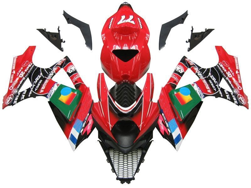 غطاءات لسوزوكي GSXR 1000 أحمر وأسود رقم 77 GSXR (2007-2008)