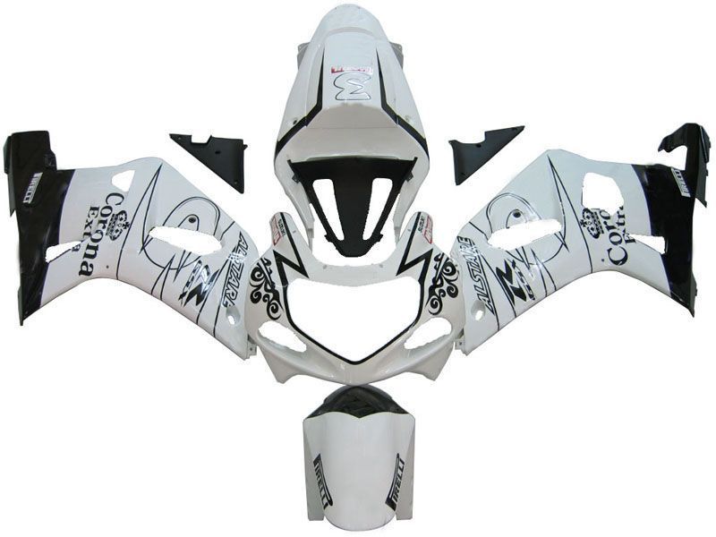 Fairings For Suzuki GSXR 750 White Black Alstare Corona (2001-2003)