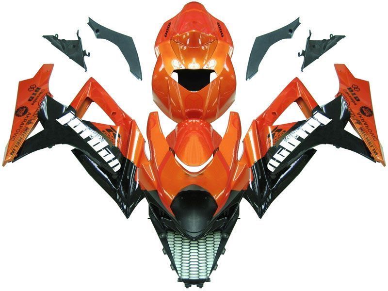 غطاءات لسوزوكي GSXR 1000 برتقالي معدني وأسود جوردن (2007-2008)