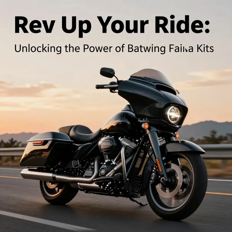 Harley-Davidson motorcycle with batwing fairing riding on a highway during sunset.