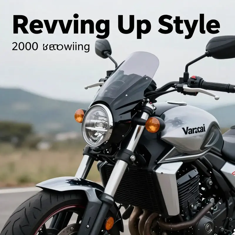 Kawasaki Vulcan 2000 motorcycle fairing displayed prominently against a scenic backdrop.