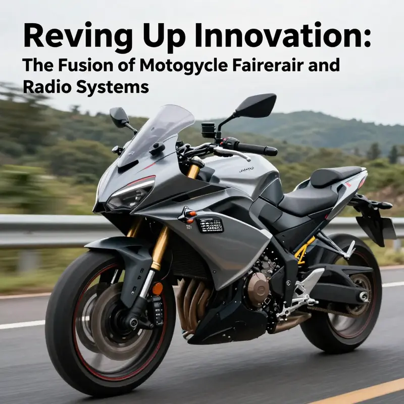 A motorcycle riding on a scenic road, highlighting the fusion of modern fairing design and integrated radio technology.