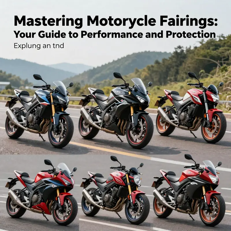 A montage of motorcycles with diverse fairings riding through picturesque landscapes.