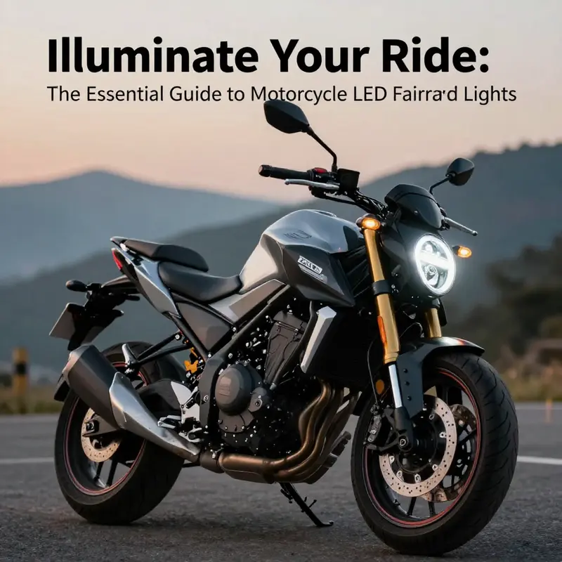 A motorcycle with LED fairing lights parked in a scenic setting, enhancing its visual appeal.