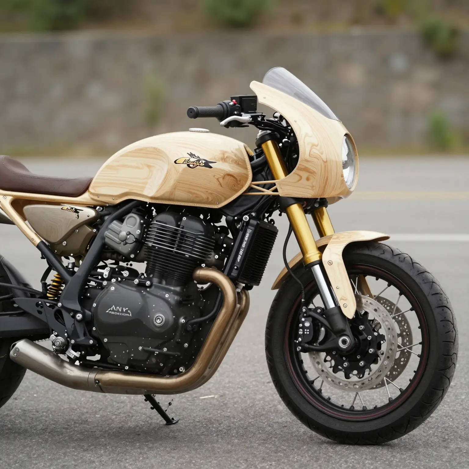 Custom Built Motorcycle with Balsa Fairing