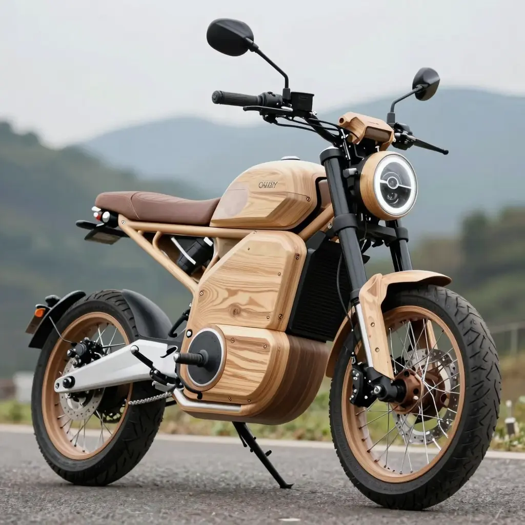 Handmade Electric Motorcycle with Balsa Fairing