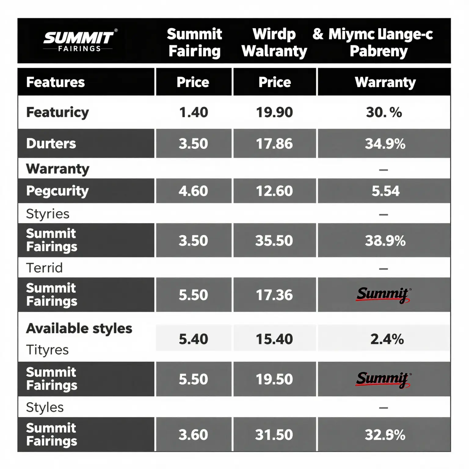 Comparison of Motorcycle Fairing Vendors