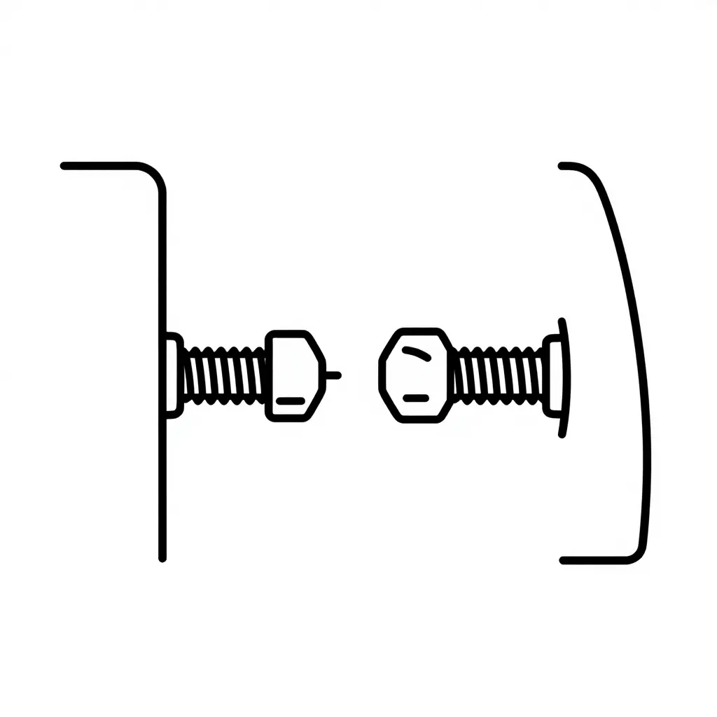 Side-by-side cross-section line diagram showing a bolt with the correct shoulder length clamping the fairing panel tight against the U-nut on the left, and a bolt with an overly long shoulder leaving a visible gap and a loose panel on the right